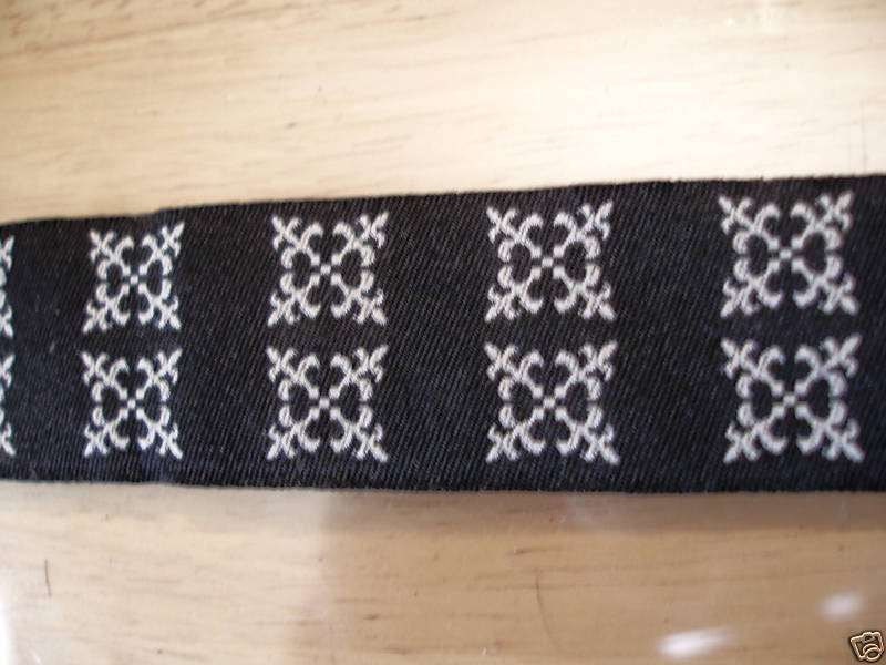 5 Yards New Hampshire Jacquard  - Sewing Gift Wrapping Black & Off White Trim
