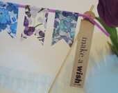 Cake banner - Liberty of London in blues and violets - Choose your own greeting Perfect for Christenings & weddings MADE TO ORDER Il_170x135