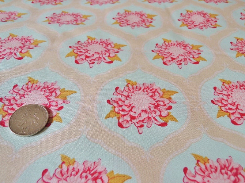 Tilda fabric FQ .... Mumflower Ornament in Teal .... EXTRA LARGE Fat Quarter 50 x 70cm Buy any 4 get a surprise one Free Il_570xn