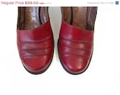 1930s 1940s Shoes Slingback Heels in Oxblood Red Leather Size 8