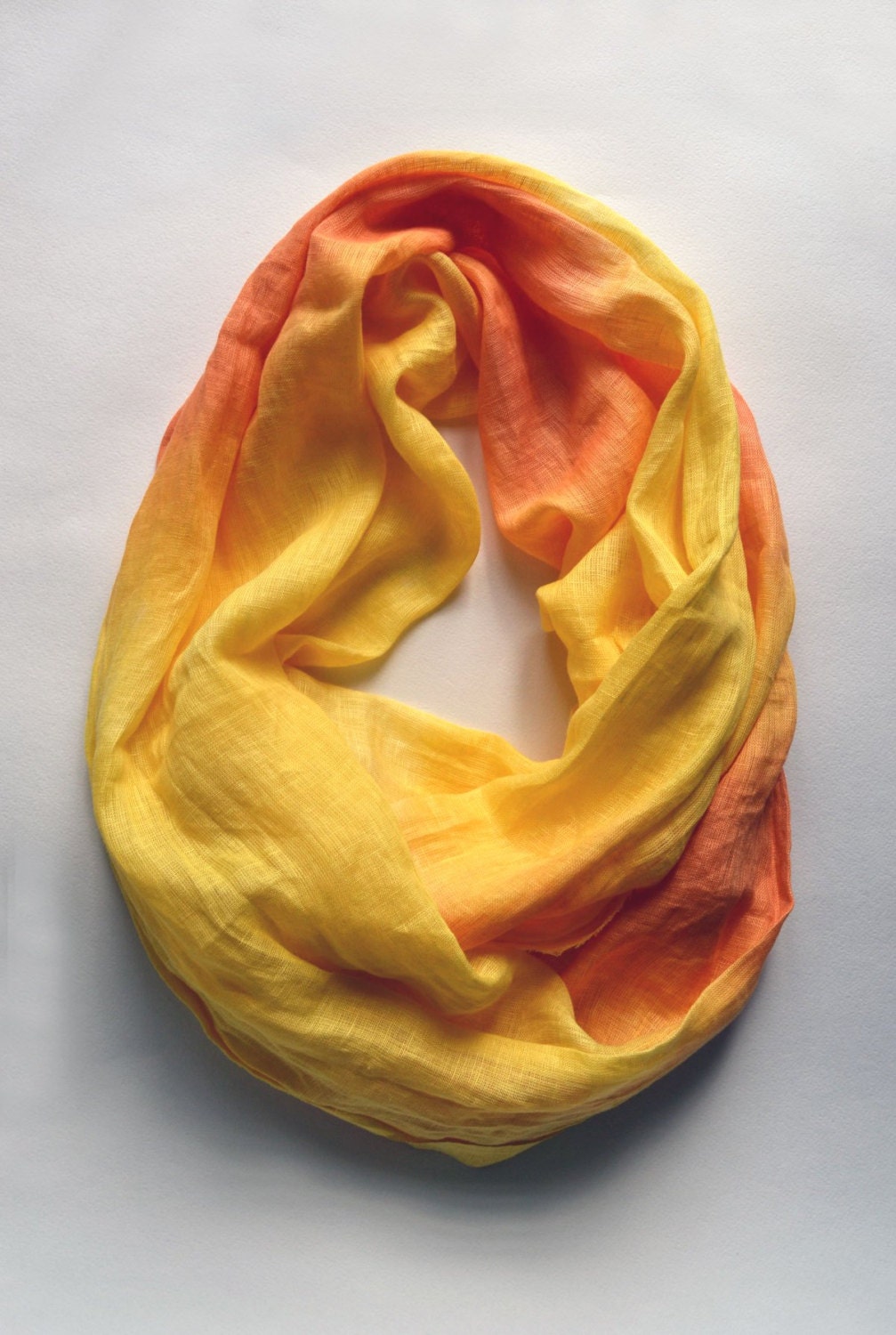 Hand Dyed Linen Scarf - Yellow, Orange  Spring Scarf - Spring Fashion - Beach accesories