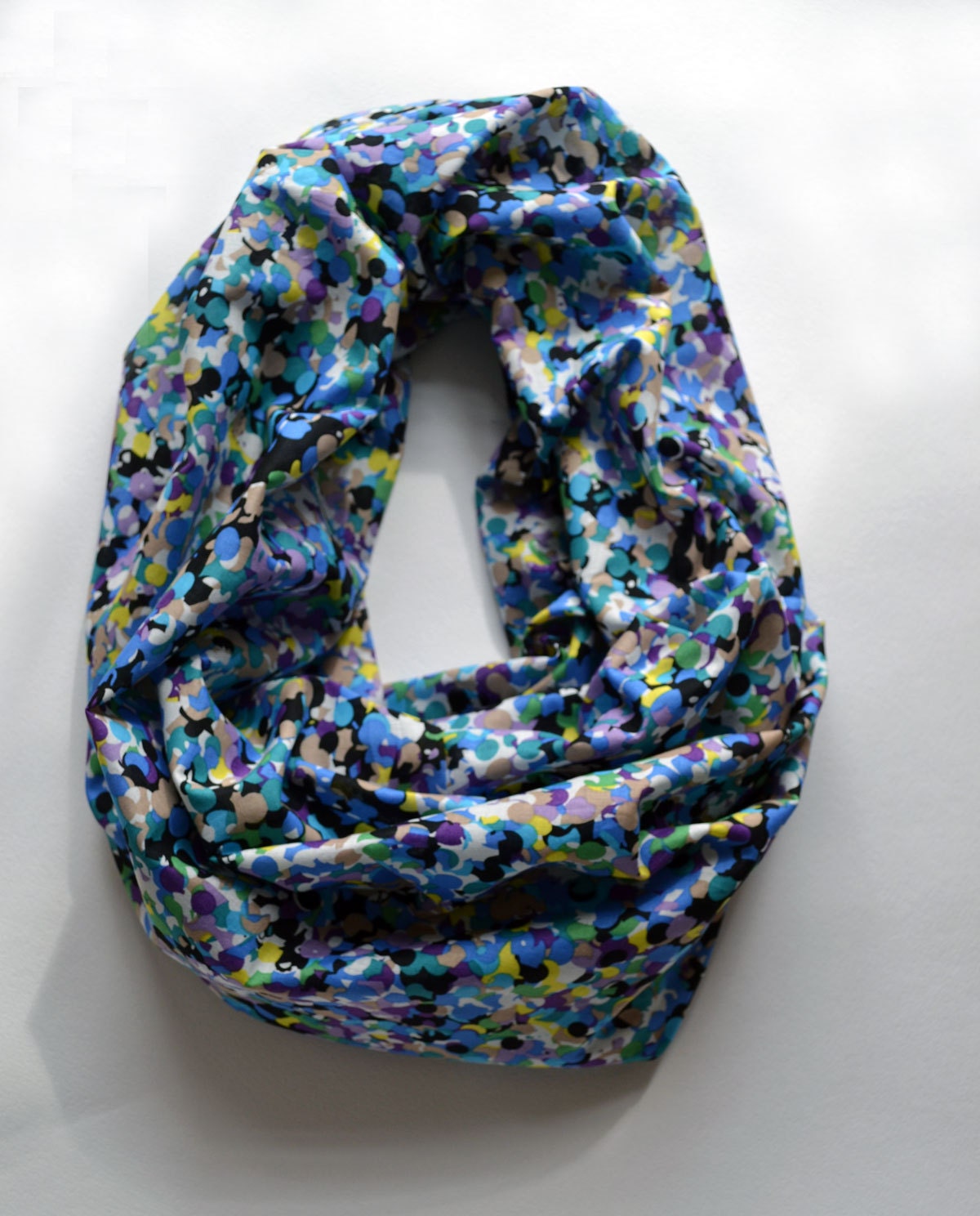 INFINITY SCARF - Blue Cotton Scarf - Multicolor Spring Scarf - Spring Fashion