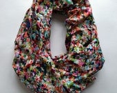 INFINITY SCARF - Screen Printed Scarf - Cotton Scarf - Multicolor Spring Scarf - Spring Fashion - Pink Green  Scarf