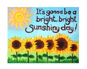 Whimsical Art, Bright Sunshiny Day, 14x11 Acrylic Canvas Wall Art, Girls Nursery Decor