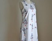 vintage 70s/80s vested gentress dress - SAILOR flag alphabet RARE novelty print dress / S