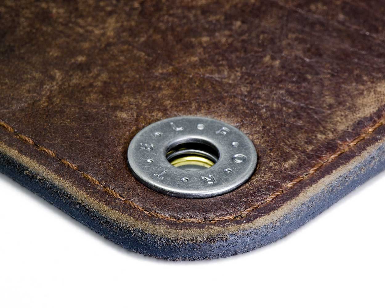 RETROMODERN aged leather iPhone wallet - - DARK BROWN