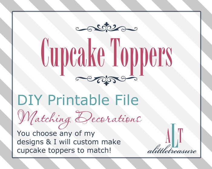 DIY Printable Cupcake Toppers - Baby, Bridal Shower Decorations - Party Decor