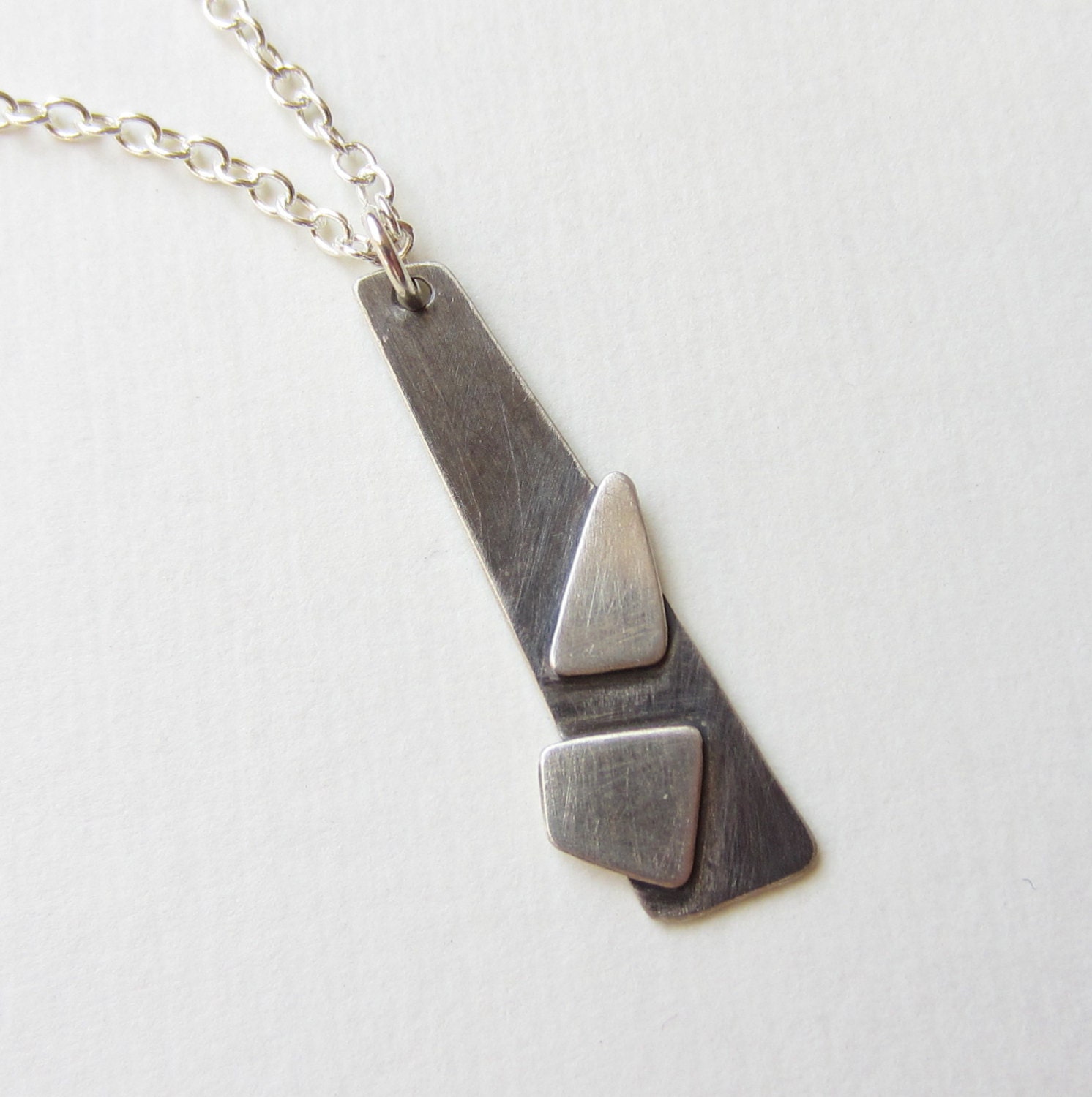 Geometric Shapes Pendant eco friendly sterling silver oxidized abstract modern necklace