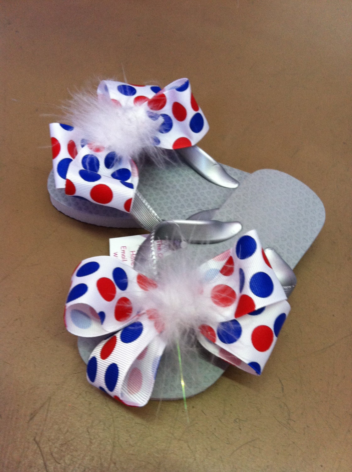 4th of July Polkas Ribbon Flip Flops