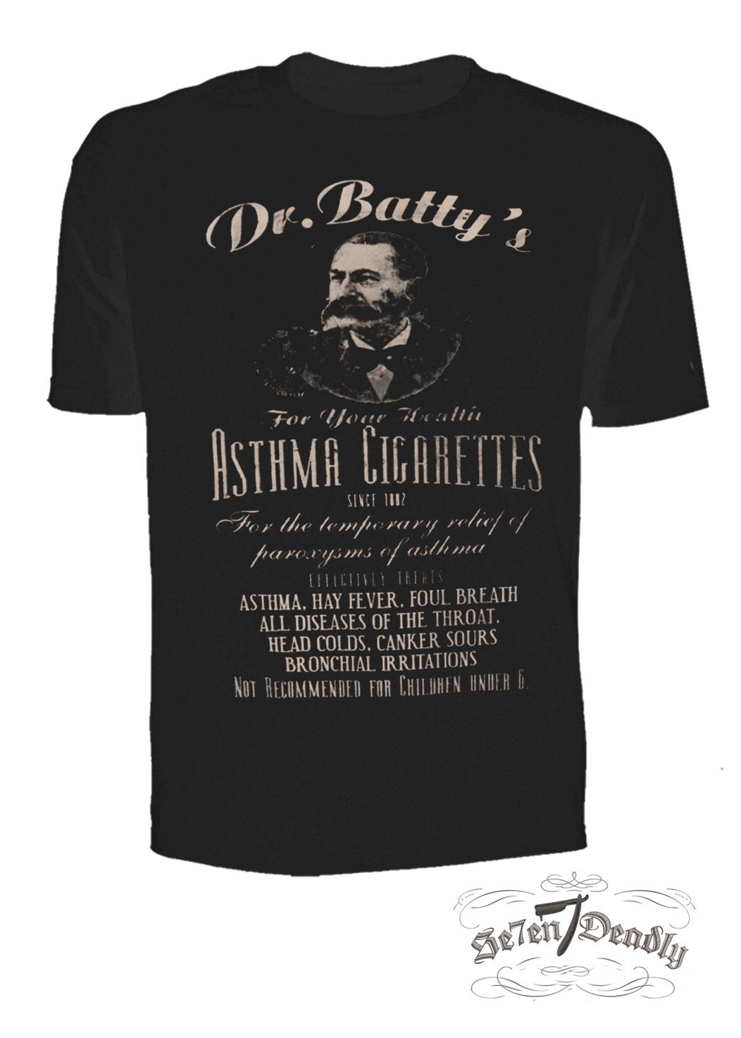 Mens Asthma Cigarettes Black Tee
