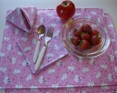 Hello Kitty Reversible Placemat and Napkin Set of 2 each, Kitchen, Dining Room Decor, Handmade
