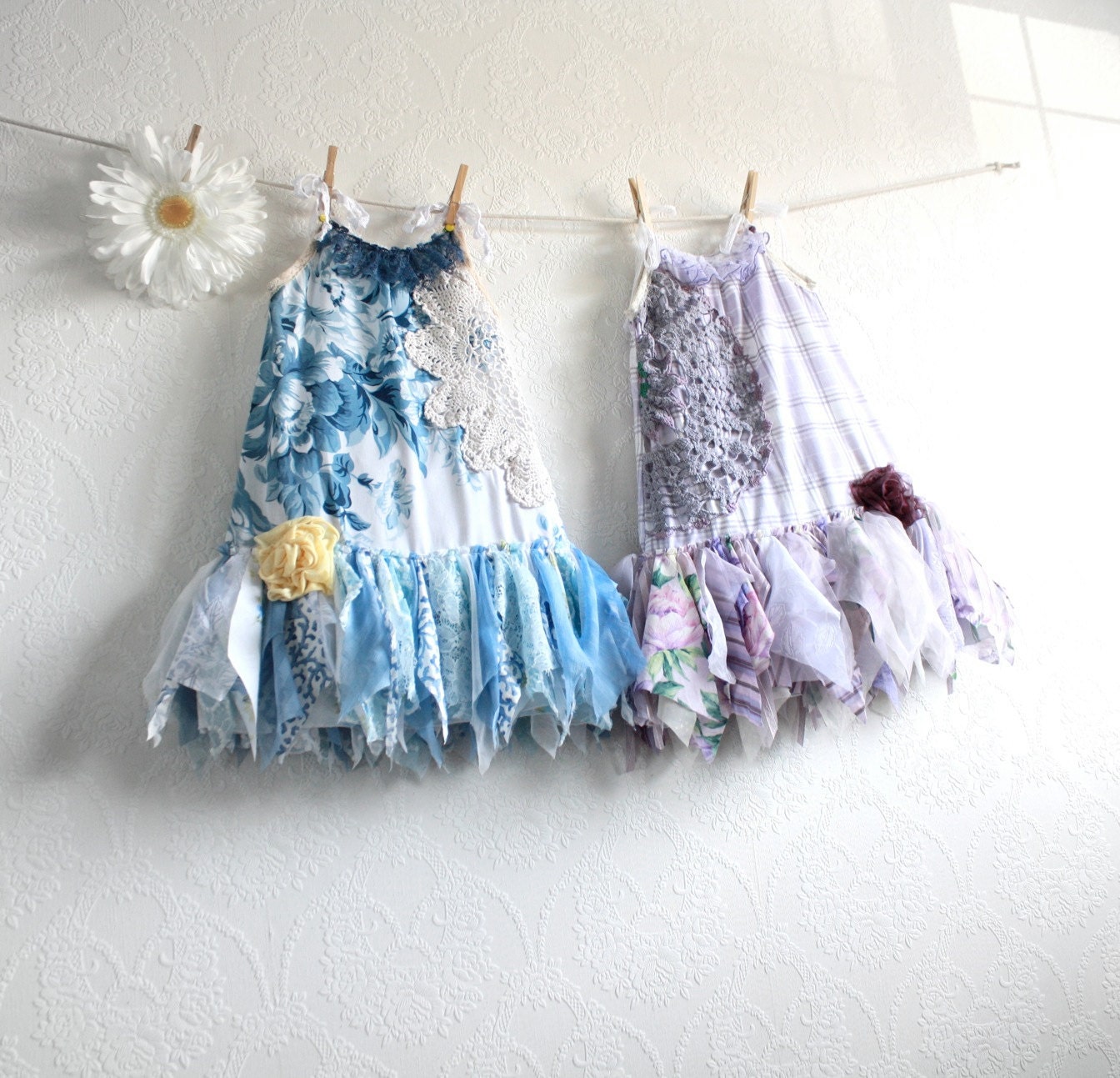 Toddler's Fairy Dress Shabby Chic Flower Girl Birthday Party Dress Children's Clothing Tattered Skirt Baby Sundress Floral Print  1T - 6T