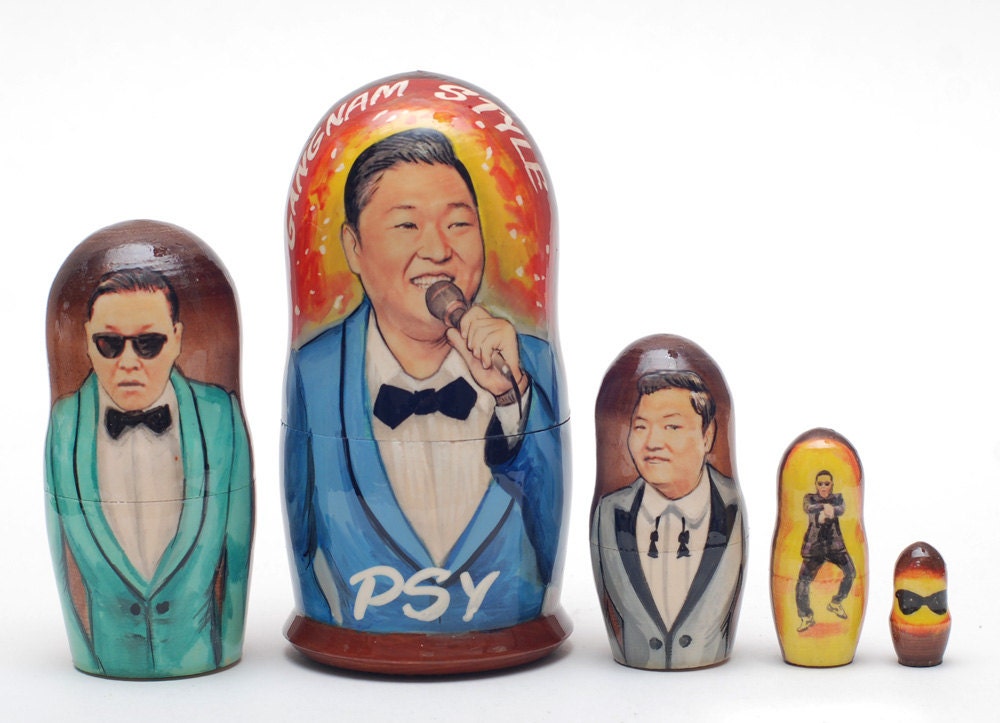 Gangnam Style Psy Nesting Dolls 5pc matryoshka doll  free shipping