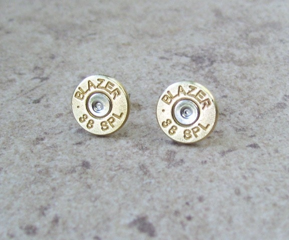 Bullet Earrings, Blazer .38 Special Stud Earring, Thin Cut Lightweight, Nickel free Surgical Steel Stud - 864