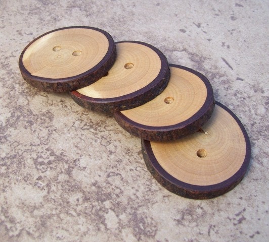 Hickoy Tree Branch Wood Buttons With Bark -  Perfect For Crochet, Knit And Craft Projects  - 367