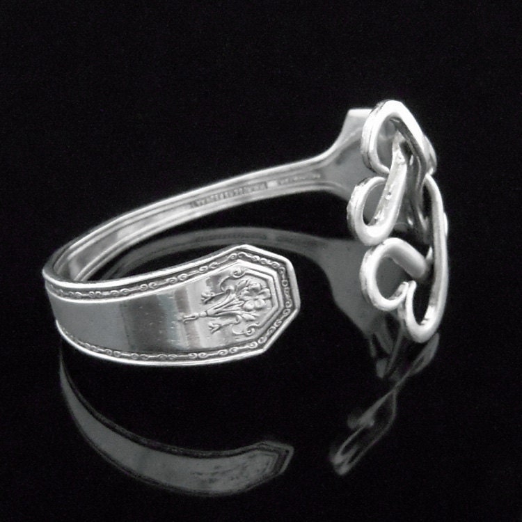 Silver Fork Bracelet in Original Weaving Hearts Design