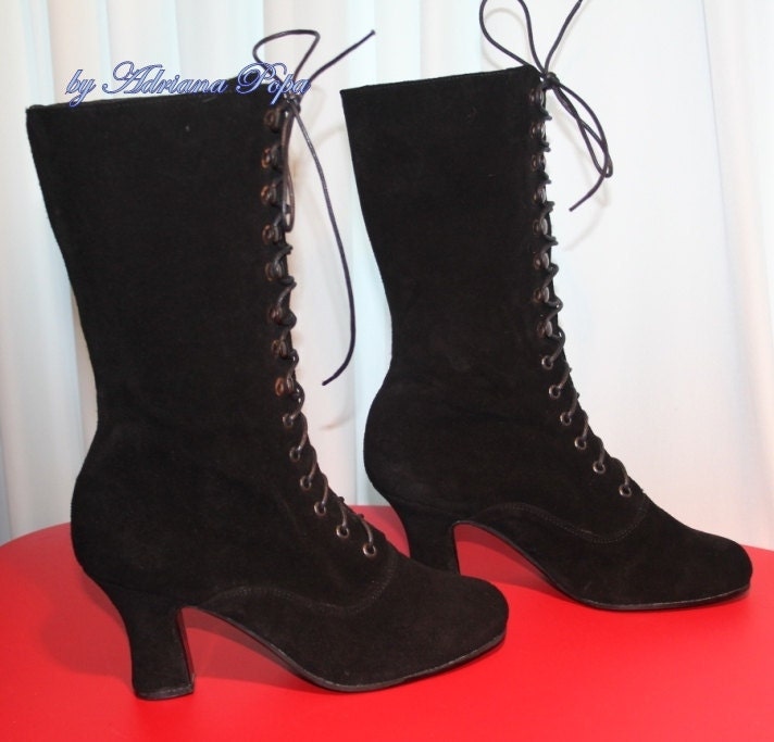 victorian style black lace up boots