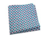 Plaid Cotton Pocket Square in royal blue, magenta pink, gray, black, and white