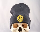 Embroidery Smiley Face 90s Inspired Black Beanie