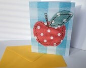 Lovely polkadot red apple greetings card - textile design