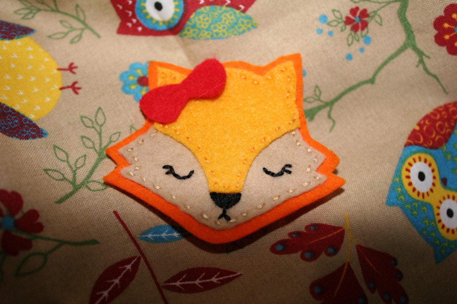Amber the Sleeping Fox Brooch