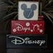 Personalized COUNTDOWN chalkboard Disney Vacation Mickey Mouse Word Blocks Sign Distressed Stacking Shelf Blocks Home Decor Gift