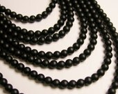 Black Onyx - matte -  8 mm round beads -1 full strand - 50 beads - A quality