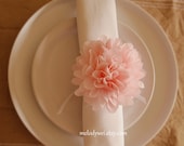 12 napkin rings with satin ribbon - napkin holders - tissue paper flowers - Wedding Ceremony Decoration