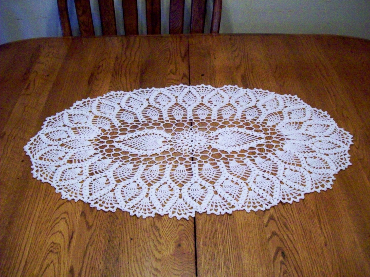 Crocheted Oval Pineapple Doily Tablecloth home decor table decor