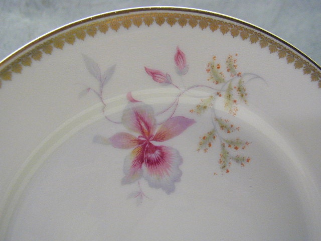 Vintage Rosenthal Orchid Pattern Salad Plates - Set of 4 Rosenthal Plates - Dessert Set - Ornate Gilded Edge