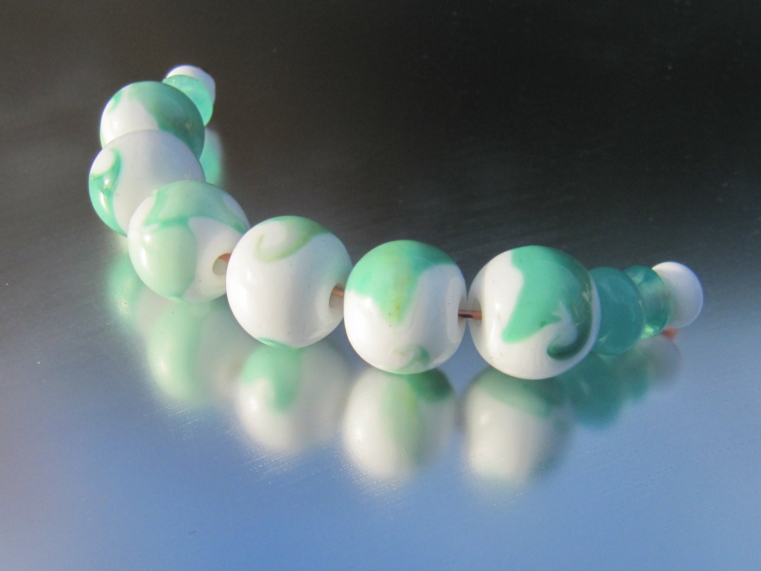 Handmade artisan lampwork beads - Springtime.