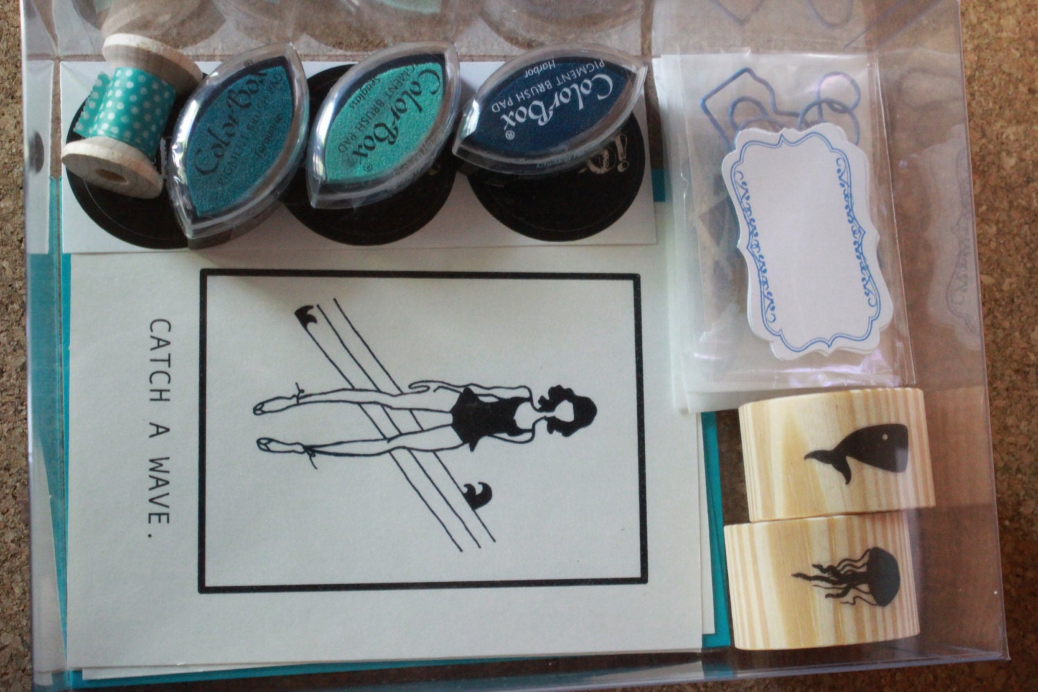 Alternate Snail Mail Letter Writing Kit with Blue Underseas Theme for Starter Pen Pal or Mail Artist