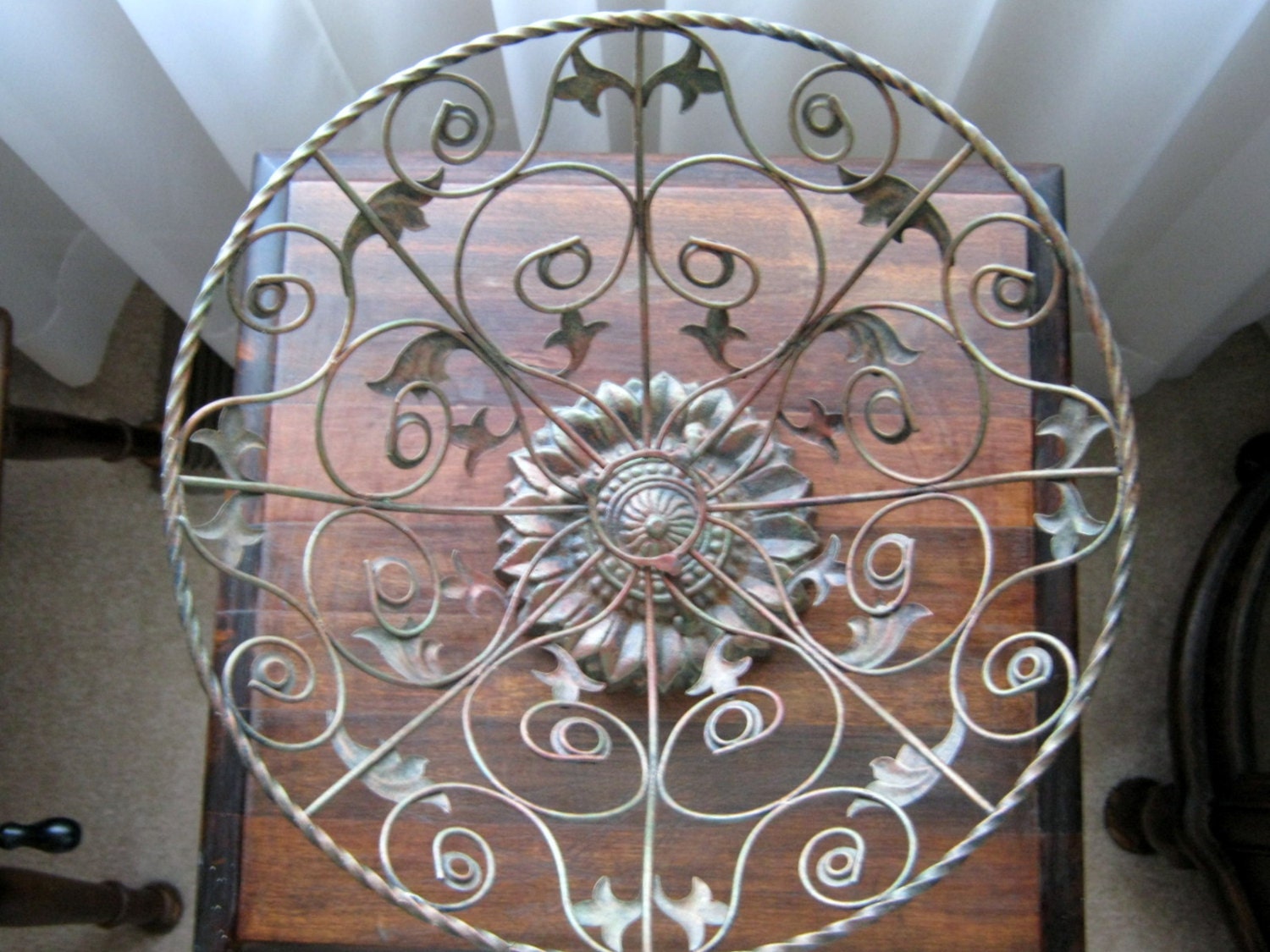 Vintage Large Decorative Metal Brushed Brass Wire Countertop Centerpiece Fruit Bowl