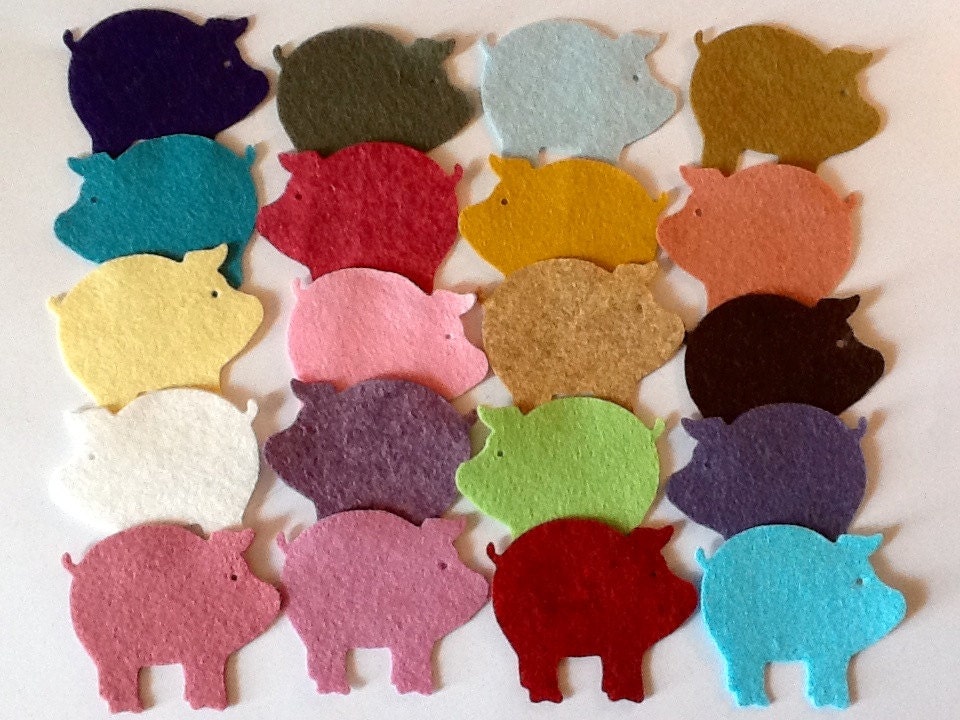 Wool Felt Pigs 20 Count - Random Colored 1896