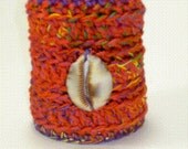 Colors of Kente Orange SCDC Cuff with Large Cowrie