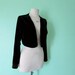 EVERYTHING 15 SALE 90s bolero - black velveteen cheetah wrist hem jacket cardigan - medium/large