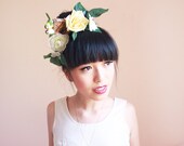 nature inspired love birds headband  // yellow wedding headpiece, quirky hair accessory, flower crown, scenery headband, bridal, spring.