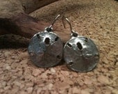 SAND DOLLAR Silver toned Earrings Simple Beach Summer Fun Hypo Allergenic Ear Wires