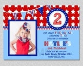 4th of July Birthday Invitation , Red White and Blue Birthday Invitation Boys Girls Il_170x135