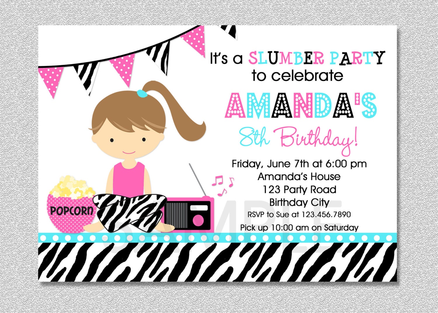 Sleepover Pajama Party Invitation , Slumber Birthday Invitation Il_170x135