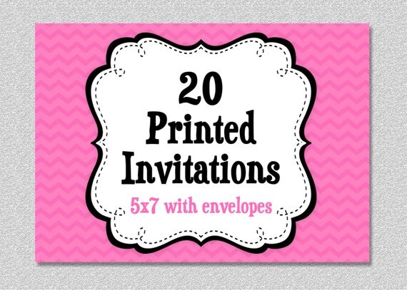 20 PRINTED INVITATIONS , 5x7 Invitations with Envelopes , SHIPS within 1-2 days by The Trendy Butterfly Il_570xn