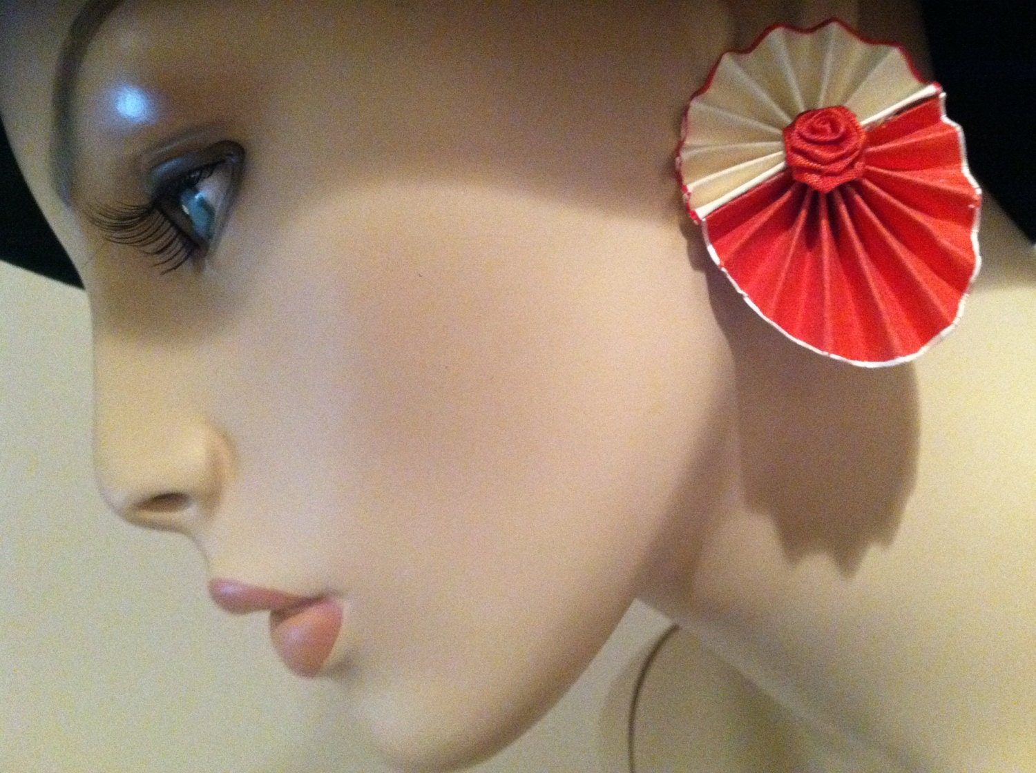 Fantastic Cutout Cardboard Paper Earrings Red Bone RETRO Runway Bold Fun Statement Vintage Jewelry artedellamoda SALE was 15