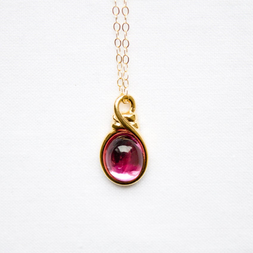 ALISON // Vintage Swarovski Pink Drop Necklace - a vintage pink charm on a 14K gold filled chain