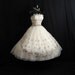 Vintage 1950's 50s STRAPLESS Emma Domb White Pink Pastel Embroidered CHIFFON Organza Party Prom Wedding Dress Gown