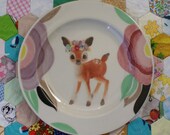 Flower Deer With Large Floral Illustrated Plate
