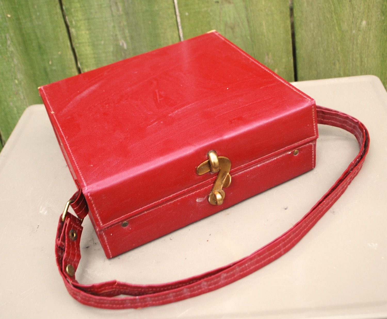 vintage oxblood travel case - 1950s Dorothy Gray case purse/makeup box