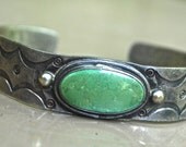 vintage jade cuff - 1920s-30s silver jade cuff bracelet