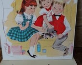 Vintage Picture Puzzle Little Children an Kitty Tell a Tale Sweet