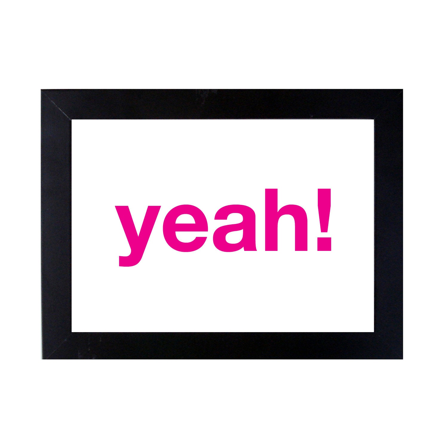 Yeah Mini Print - 5x7 - Screen Print - Typography - Hot Pink - Mint Green - Gold