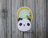 halo Panda collage brooch pin or ornament
